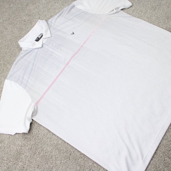 Callaway Opti-Dri Polo Shirt Mens 2XL XXL White Geometric Golf Short Sleeve - Picture 6 of 12